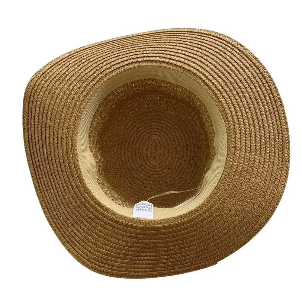 Riah Fashion Panama Weave Brim Brown Beach Vacation Festival Straw Hat